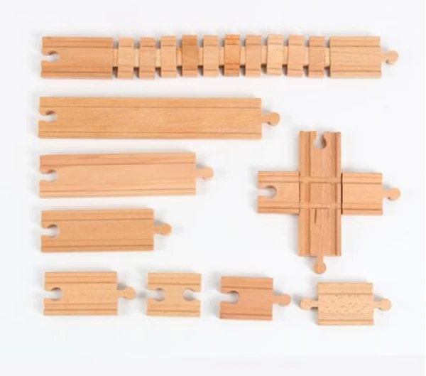 Free ship fun classical  children kids natural toy wooden train rail track section connector play game toys parts fit universal