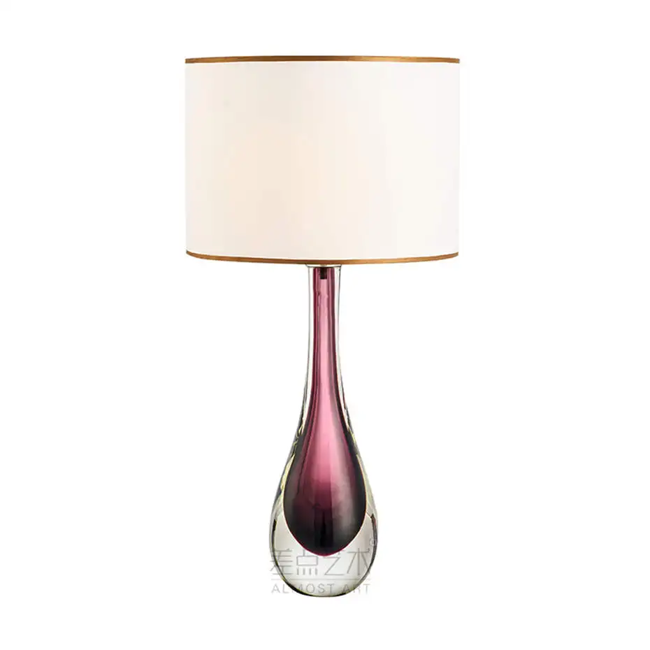 nordic luxury Purple glass Long neck table lamp for villa bedroom living room home deco desk lamps office led light fixtures image 6
