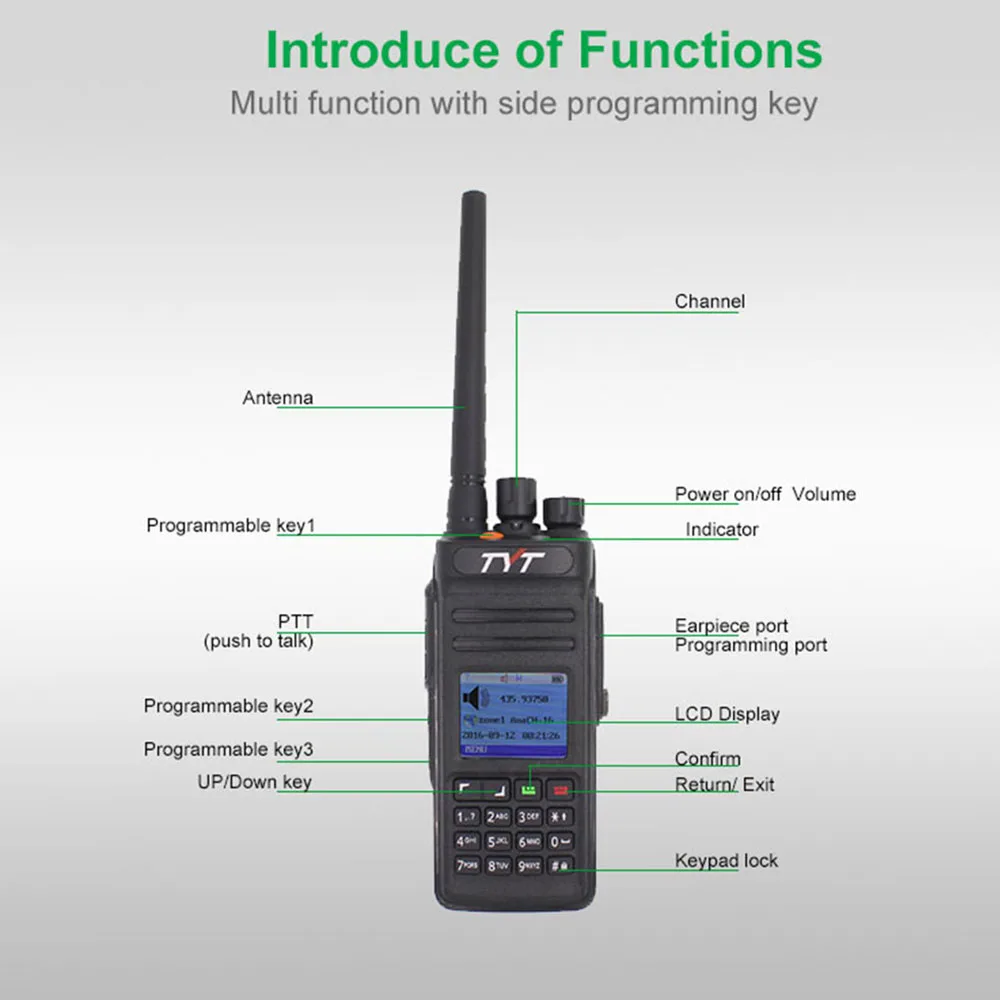 NEW TYT MD-398 10W DMR Digital Radio Tier 1 and 2 UHF 400-470MHz Walkie Talkie Long Range IP67 Waterproof Ham Radios