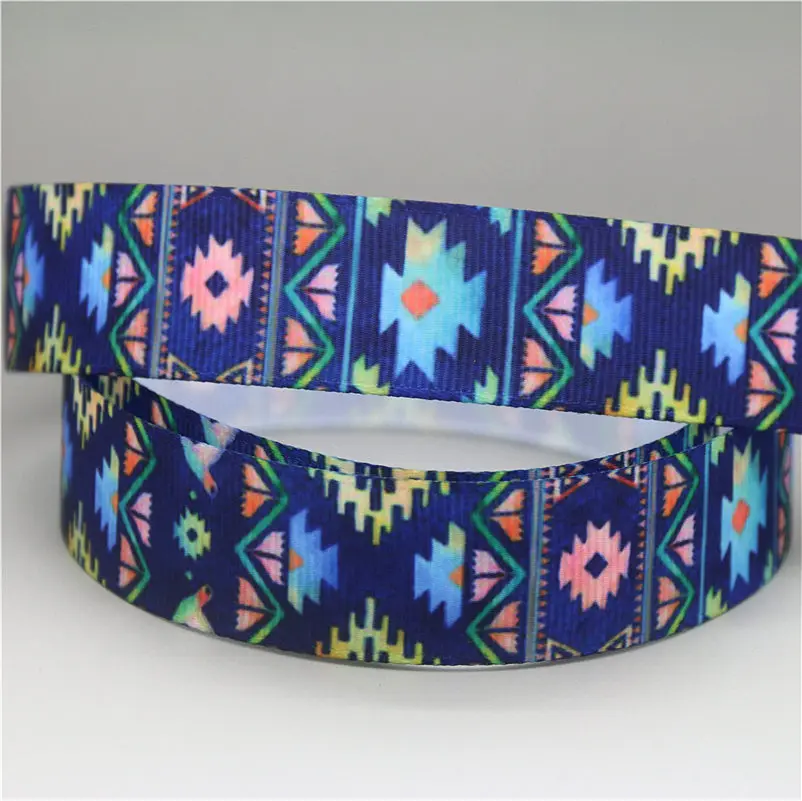 DHK 50yards Aztec Balloon Drink Printed Grosgrain Ribbon Accessory Hairbow Headwear Decoration Wholesale Craft S1016