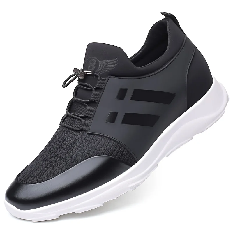 2025 Men\'s Shoes Quality Lycra+ Cow Leather Shoes Brand 5CM Increasing British Shoes New Summer Black Man Casual Height Shoes