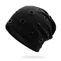 Szblaze Unisex Winter Thermal Punk Style Hat Beanies Skullies With Metal Rings Hip Hop Casual Caps for 56cm to 60cm Heads - Image 2