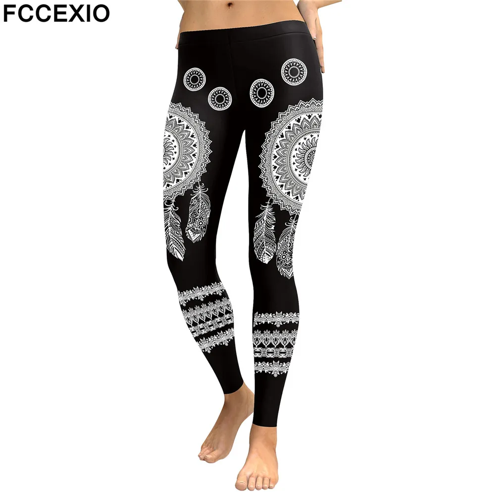 

FCCEXIO New Arrival 2019 Leggings Women Mandala Flower Digital Print Fitness Leggins Elastic Workout Pant Legging