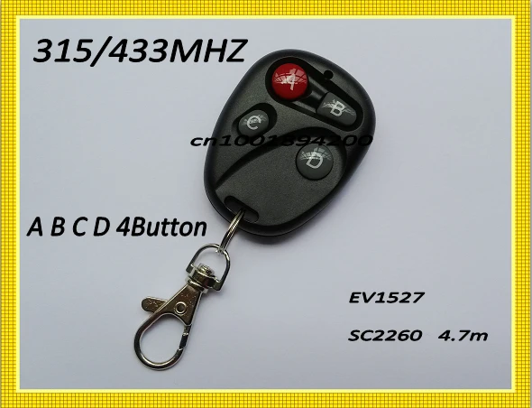 RF Remote Control 2 Button 4 Button AB Lock Unlock ABCD Bell Lighting Radio Transmitter ASK 1527 2260 Learning Fixed Code315/433