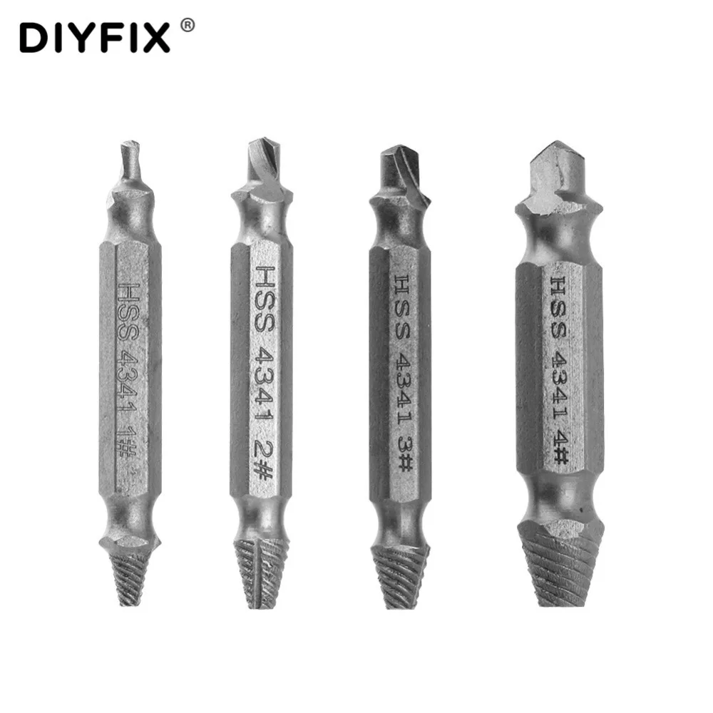DIYFIX HSS 손상된 나사 추출기 드릴 비트 쉬운 아웃 가이드 세트 깨진 볼트 제거 세트, 전동 공구 세트 액세서리 1 #2 #3 #4 #