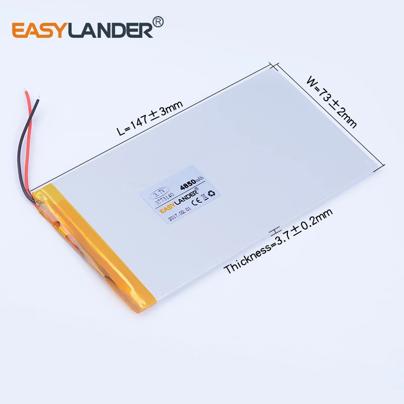 

10pcs/Lot 3773140 3.7V 4850mAh Rechargeable Lithium Li-ion Polymer Battery
