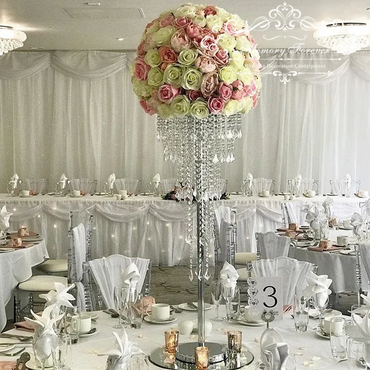 

Glamorous Column Enchanted Chandelier Centerpiece Crystal Flower Stand Wedding Special Occasion Centerpiece Decoration