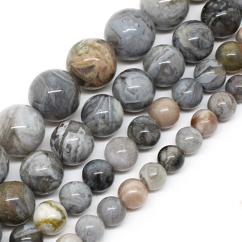 Natrual Stone Beads 8/10/12mm Bamboo Agate Stone Beads For Jewelry Making Bracelet Necklace 15inches Diy Jewelry