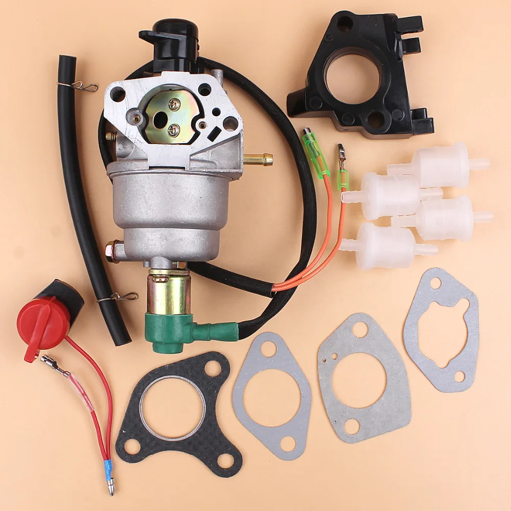 Carburetor Carb Solenoid Intake Manifold Gasket Filter Kit For HONDA GX390 GX 390 Chinese 188F 190F 5KW 6.5KW Generator Engine
