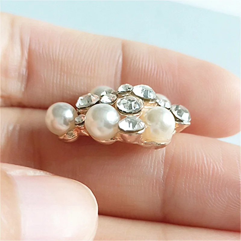 50pcs 16*22mm Gold Color Imitation Pearl Crystal Cross shape Charm  for DIY Handmade Women Fashion Jewelry Making wholesale