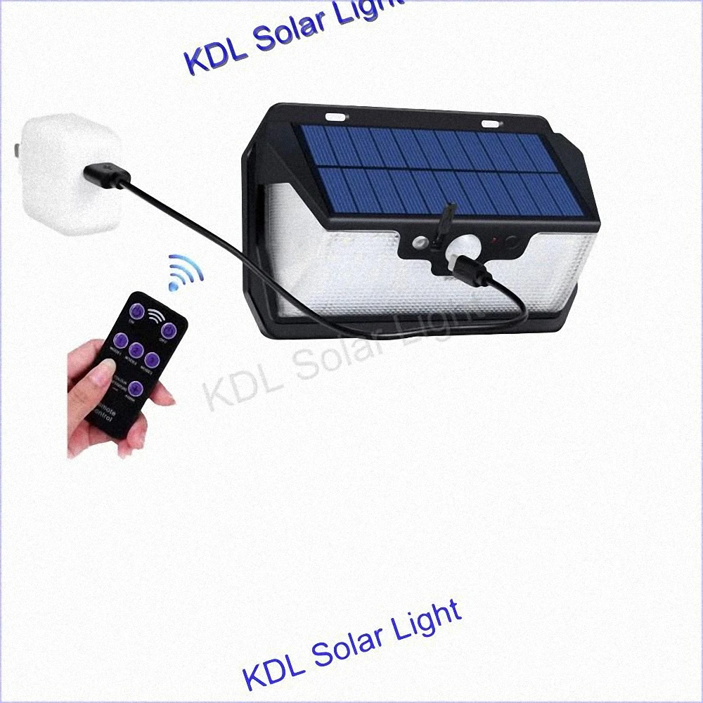 

55 leds Solar light remote control radar 3 side lighting usb port waterproof wall led lamp camp Outdoor Garden Yard patio street