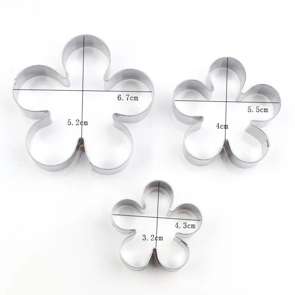 3Pcs/Set Stainless Steel Rose Petal DIY Cookie Biscuit Mould Mold Cutter Fondant Mold Decorating Biscuit Cake Mould