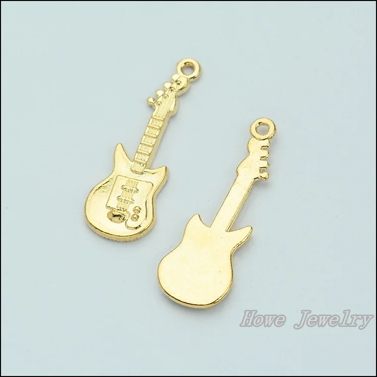 wholesale 60pcs  fashion Champagne Gold plated  Guitar Charm Pendant  fit European Necklace DIY Metal Jewelry Findings JC647