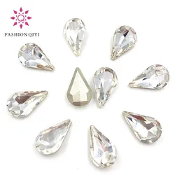 Darmowa wysyłka 5X8/6X10/8X13mm wyczyść biały Teardrop pointback w kształcie gruszki szklane kryształki górskie diy paznokci/odzież akcesoria