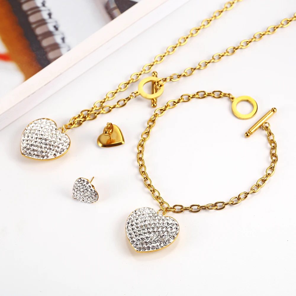 

OUFEI Stainless steel Jewelry Woman Set Heart Necklace Earrings Jewelry Set Bohemian Fashion Jewelry Accessories Gifts For Women