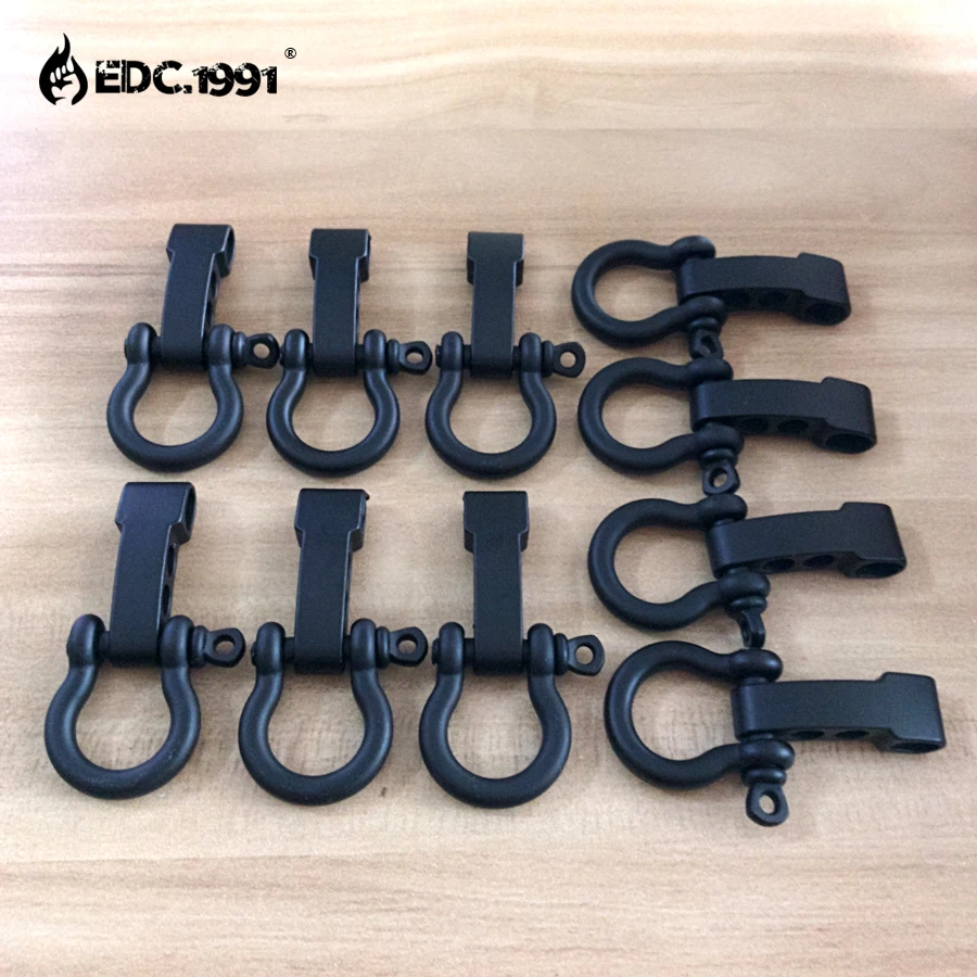 10Packs/lot Scrub Black O Shape Alloy Adjustable PARACORD BRACELET BUCKLES SHACKLES Outdoor Camping EDC Tools free shipping