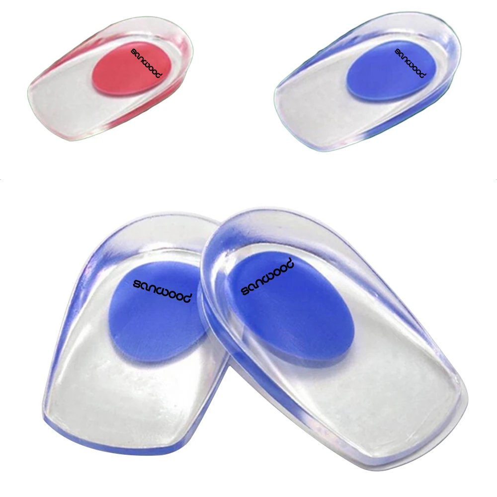 2016 New  Gel Shoes Insoles Cushion Heel Cup Massage Pads Inserts Heel Pain Spur Silicone 9IJ2