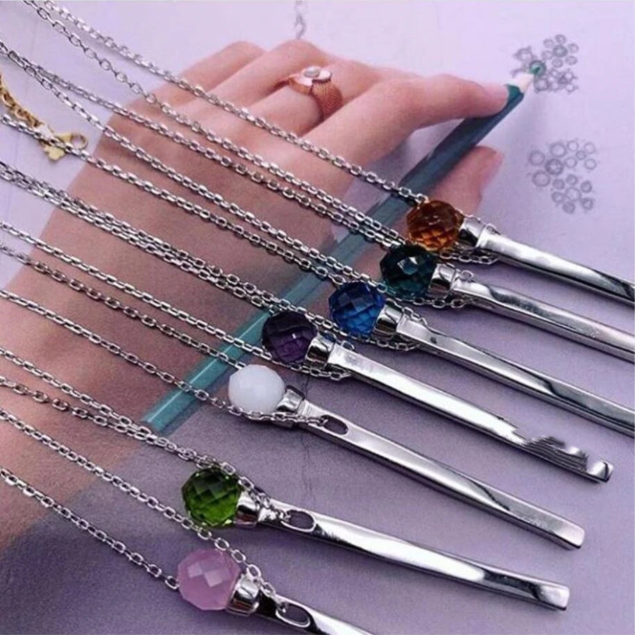 Women Necklace 925 Sterling Silver Jewelry Match Head Collar Necklace Colorful Crystal Charm Simple Fine Match Stick Necklace