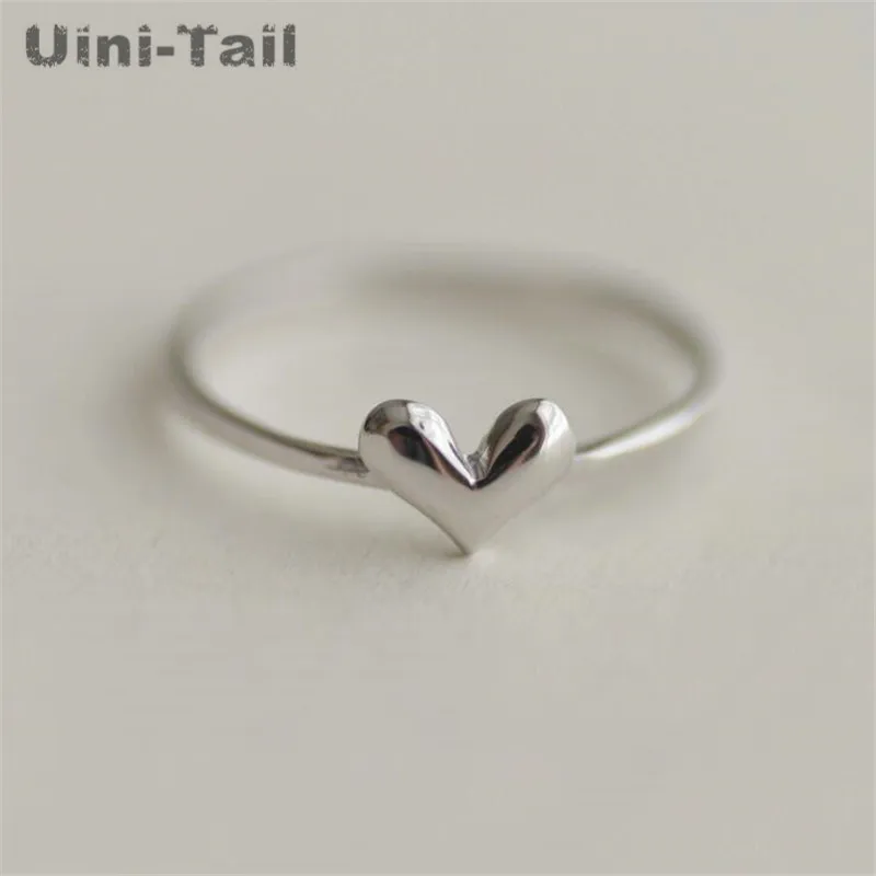 Uini-Tail hot new 925 Tibetan silver Korea cute sweet glossy heart-shaped open ring fashion tide flow jewelry high quality GN809