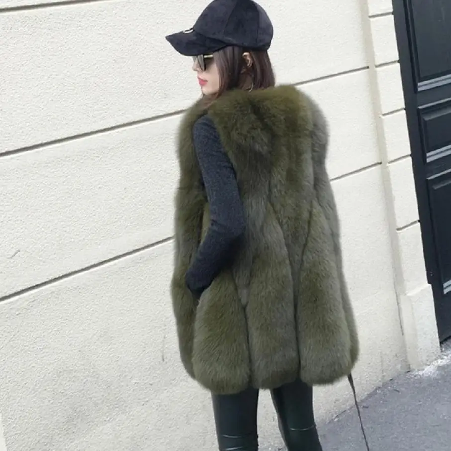 Newest 2023 Winter Fashion Women\'s Faux Fur Vest Faux Fur Coat Thicker Warm Fox Fur Vest Colete Feminino fashion S-4XL wj1180