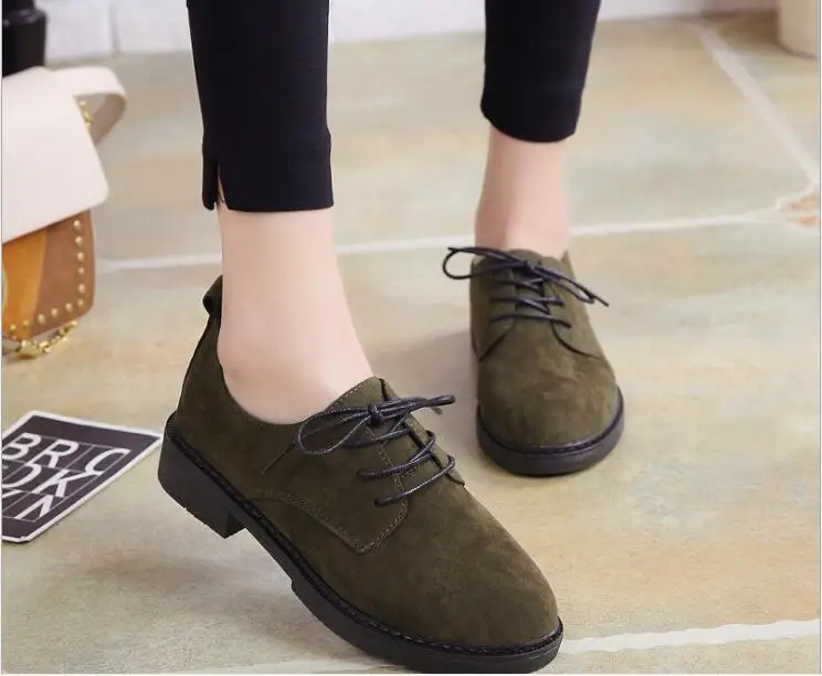 Spring autumn new middle heel leather shoes woman round head and large size Thick heel platform suede women's shoes