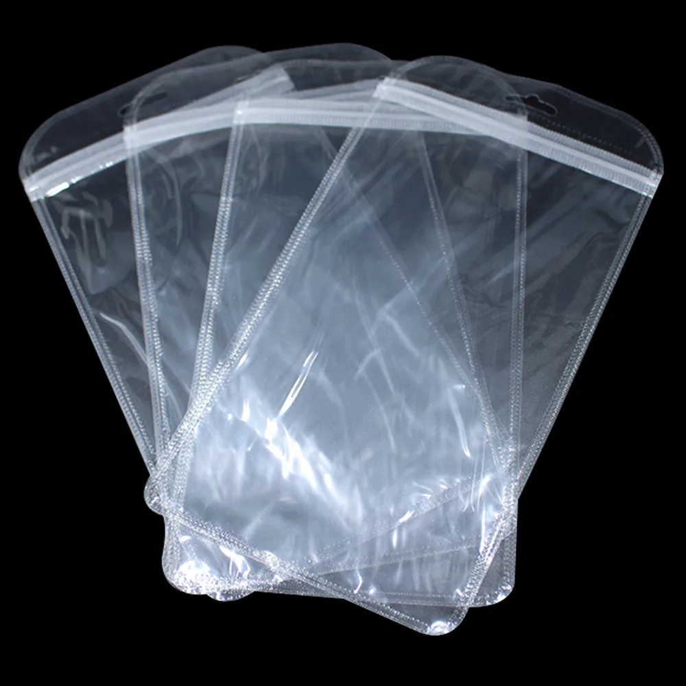 100Pcs/Lot Ziplock Plastic Clear Jewelry Storage Bag with Hang Hole Ziplock Closure Electronic Accessories Package Bag 24 Sizes