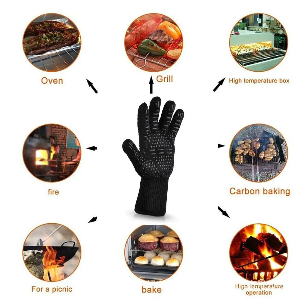 BBQ Gloves High Temperature Resistance Oven Mitts 500 800 Degrees Fireproof Barbecue Heat Insulation Microwave Oven Gloves