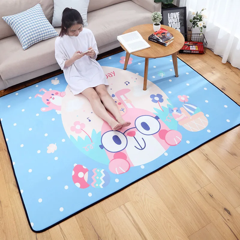 

Rectangle Bedside Rug for Baby, Extra Thick Crawl, Cartoon, Lovely, Bedroom, Living Room, Home Floor Mat