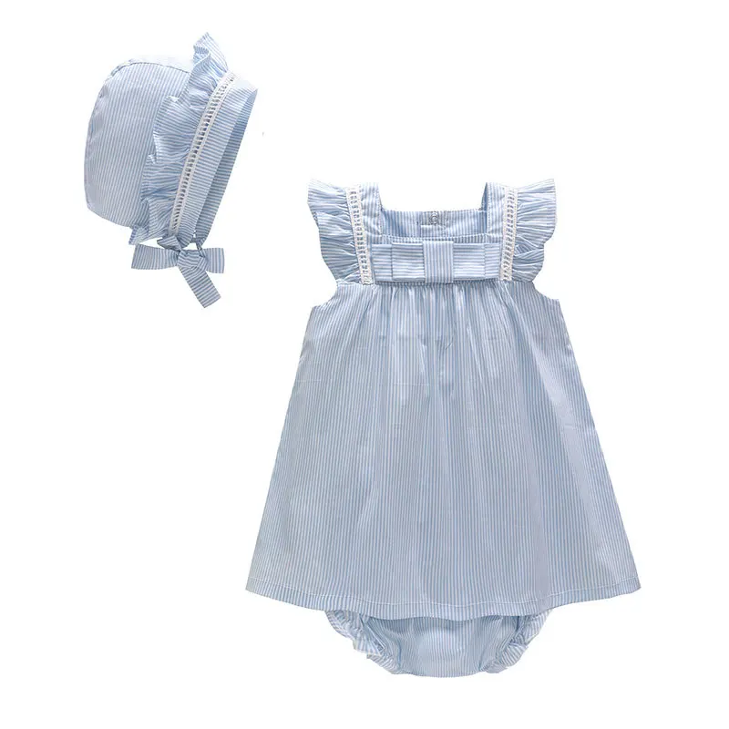 

Vlinder Baby Girl dress baby clothes Summer Princess Style Cute Bow Tie Dress Newborn Short Sleeves Infant Dresses 3pcs set