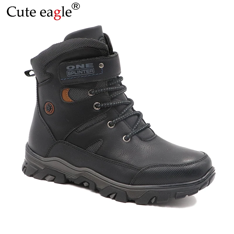 Winter Waterproof Boys Felt Boots Pu Leather Mid-Calf Children's Shoes Warm Plush Rubber Winter Snow Boots for Boys EU 36-41