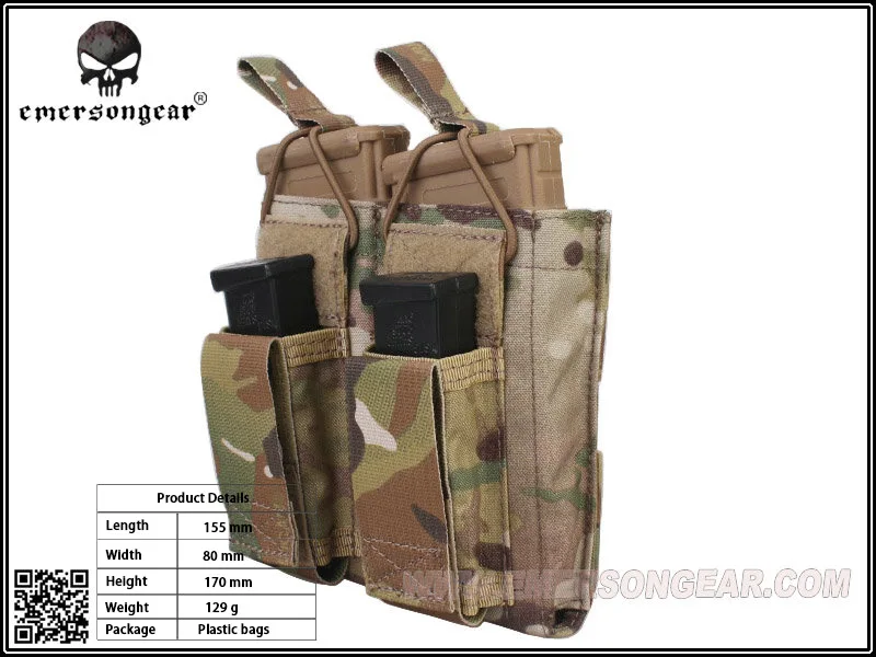 Emersongear-Magazine Bolsa 5.56 Pisto Bolsa tática dupla aberta superior, equipamento de combate EM6362