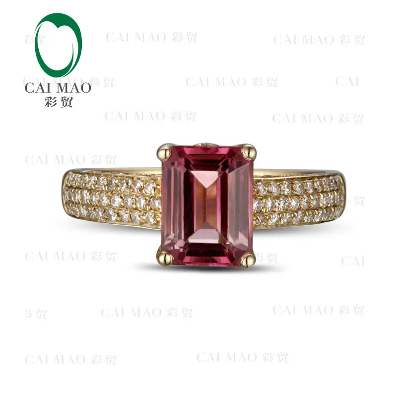 

CaiMao 1.78ct Natural Pink Tourmaline & 0.42ct Diamond 18k Yellow Gold gemstone engagement ring Fine Jewelry