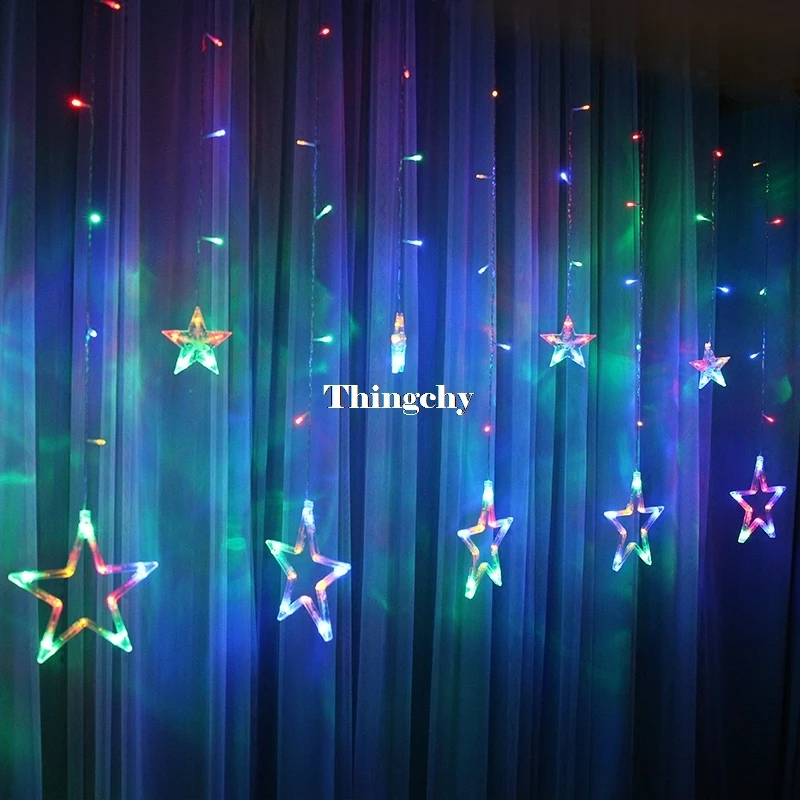 220V 138pcs LED fairy string lights Star Curtain Lights Waterproof outdoor christmas decorations for home wedding Garlands natal