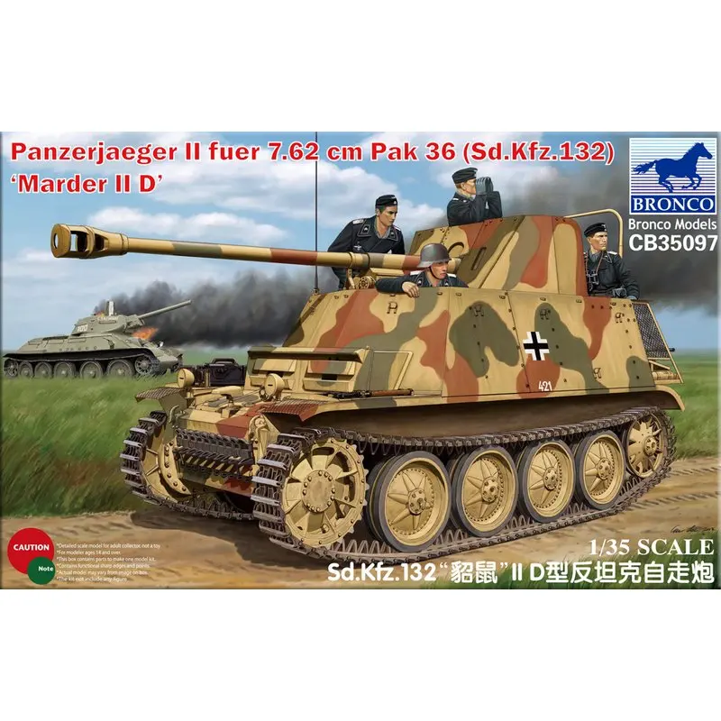 

BRONCO CB35097 1/35 Panzerjaeger II fuer 7.62cm Pak 36 (Sd.Kfz.132) Marder II D - Scale Model Kit