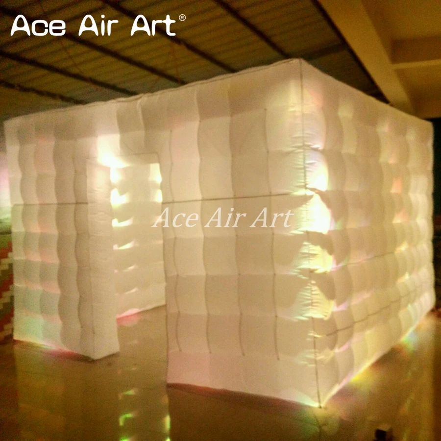 

3.6m Brightness Led Cube Inflatable Photo Booth Cellular Canopy Wall Cubic Marquee tent for Wedding Club NIghts Shows