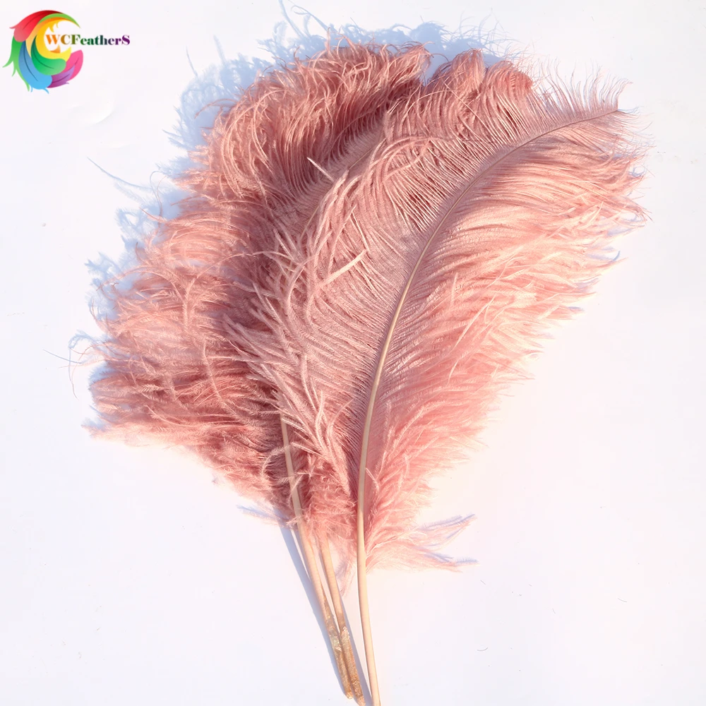 10PCS Big Pole Fully Natural Leather Pink Ostrich feathers 24-26inch Wedding Party Carnival Prop Decoration Plumage