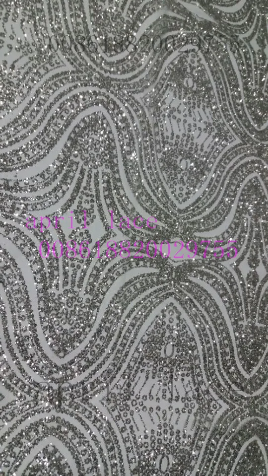 

5yards HL056 no.50 silver glued sparkle glitter mesh net tulle lace fabric for india african sawing /evening dress