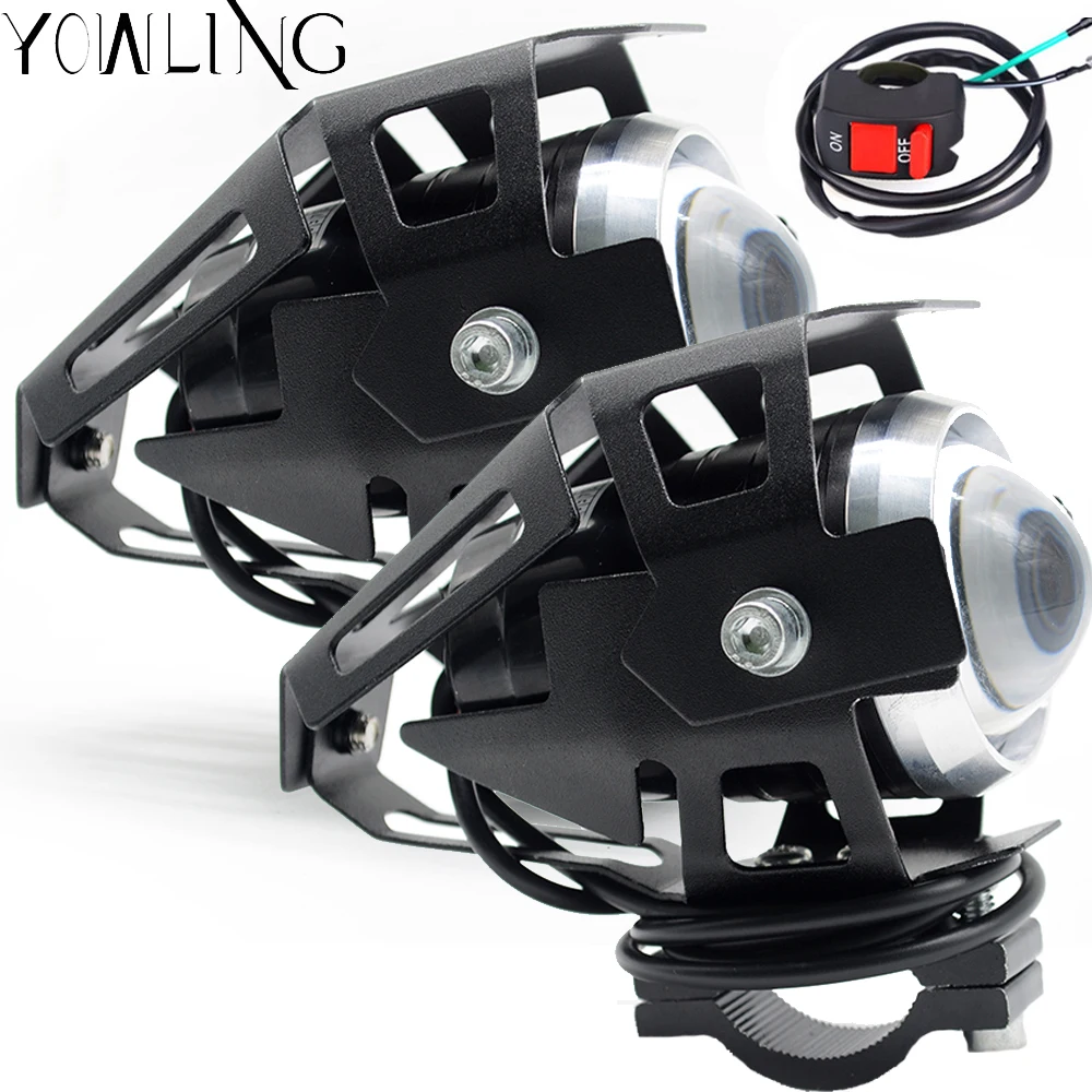 

2pcs Universal U5 Fisheye Lens 12V LED 12W Motorcycle Light Headlight Driving Fog Spot Night Work Lamp + Switch