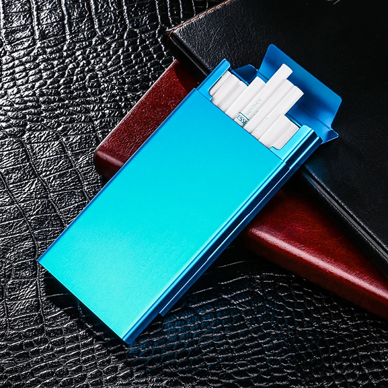 Ultra Thin Pipes Creative Personality Cigaret Case Slim Metal Slider Cigarette Box Aluminum Box Cigarette Holder