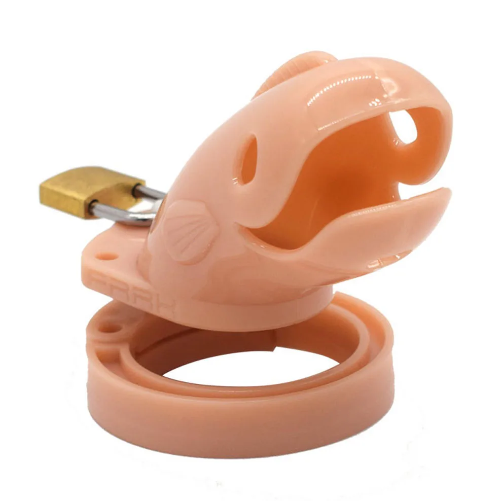 Plastic Male Chastity Device Whale Cock Cage With 5 Size Rings Brass Lock Number Tags Sex Toys Penis Ring Man sex Products