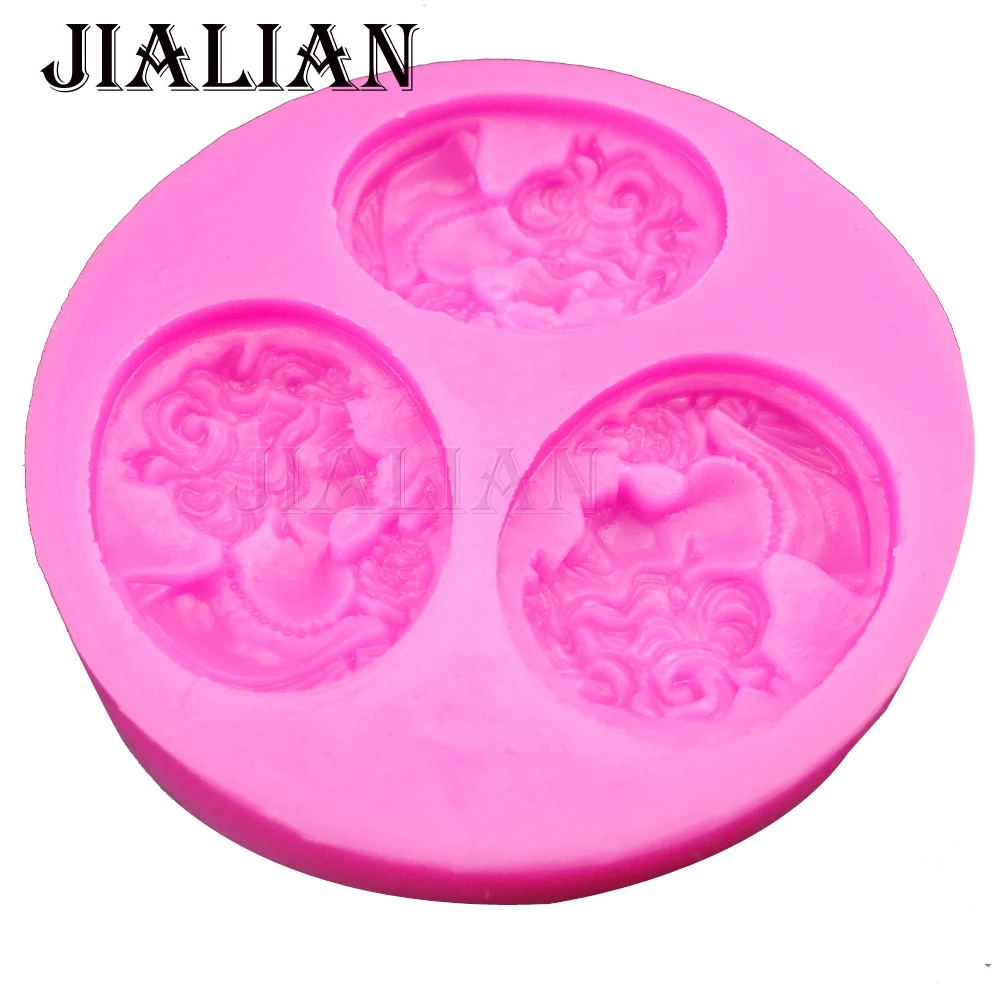 Free shipping picture frame woman head soap mould chocolate cake decorating tools DIY baking fondant silicone mold T0200