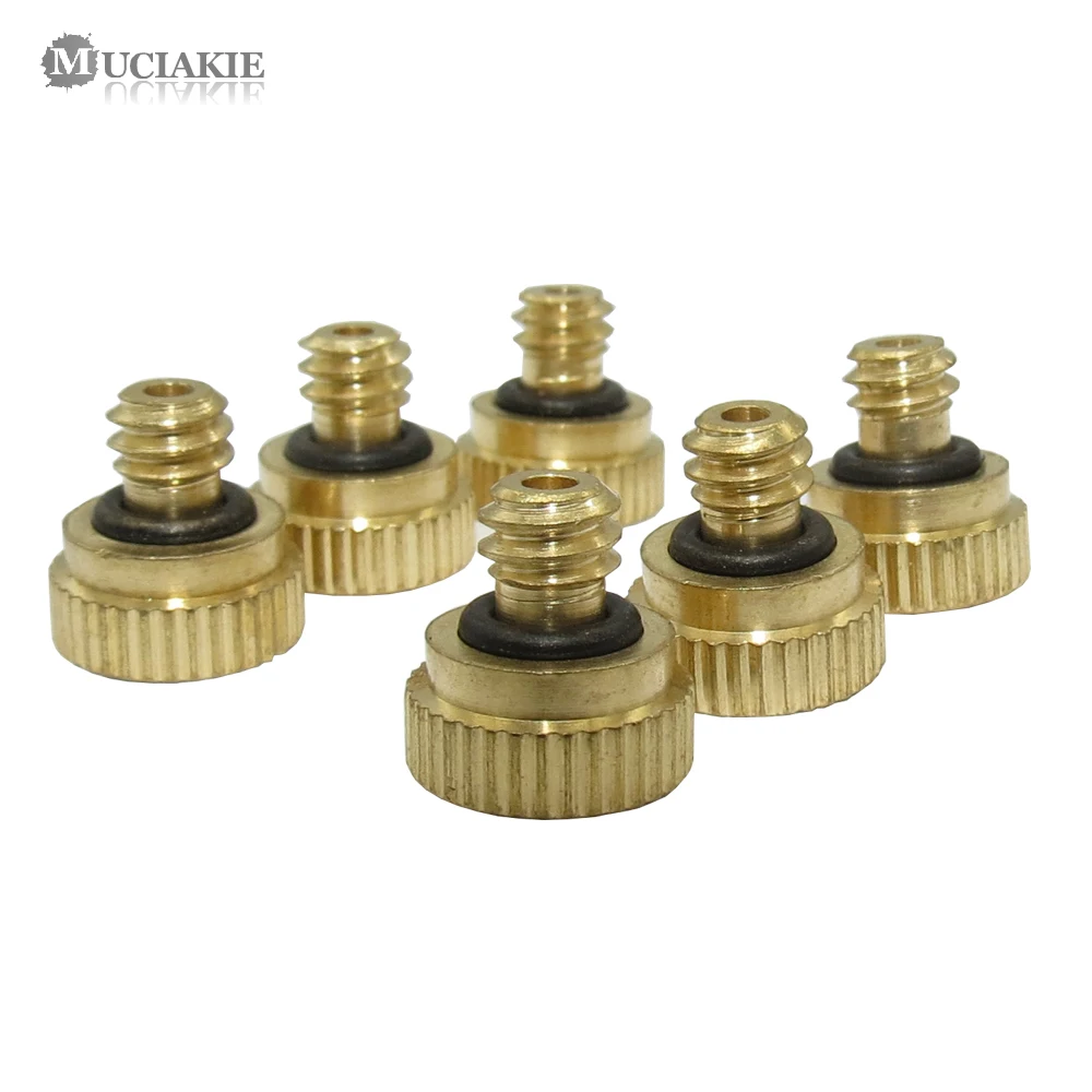 MUCIAKIE 1PC 4.6MM Male Thread Low Pressure Brass Misting Fog Nozzle Garden Mist Cooling Nozzle Sprinkler Spray Orifice 0.15-1MM