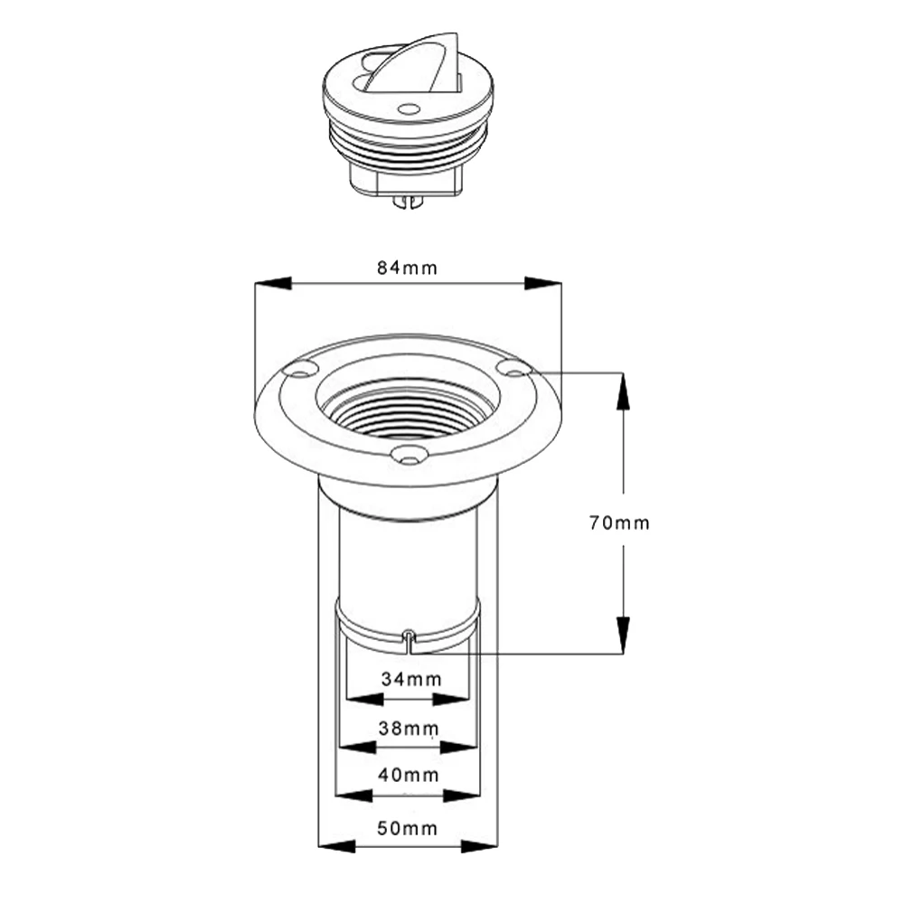 ABS Nylon Plastic Fuel Water Deck Filler 1.5