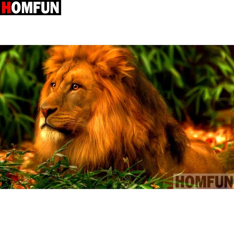 

HOMFUN Full Square/Round Drill 5D DIY Diamond Painting "Animal lion" Embroidery Cross Stitch 3D Home Decor Gift A13234