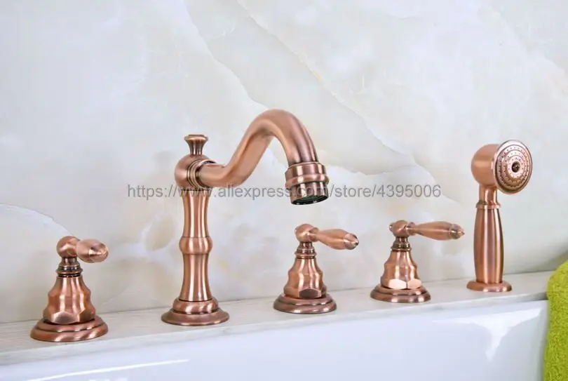 

Bathtub Faucet 5 Hole Widespread Roamn Tub Faucet Bath Basin Mixer Taps with Handshower Deck mounted Btf230