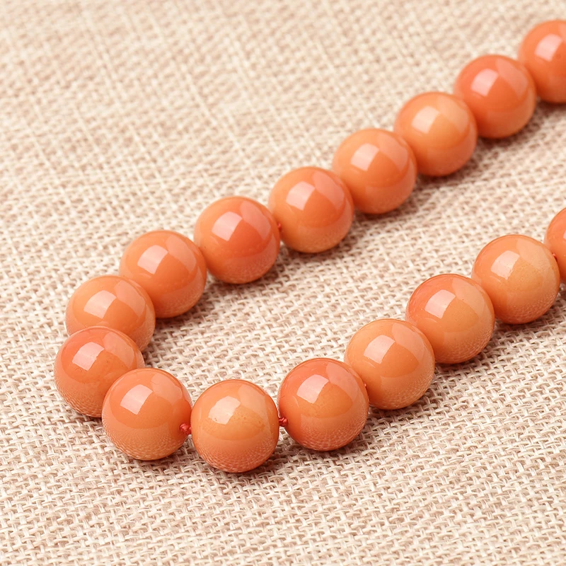 12 MM Full and  Bright  vivid  orange beads Synthesis orange coral  Necklace The best Christmas gift for Family