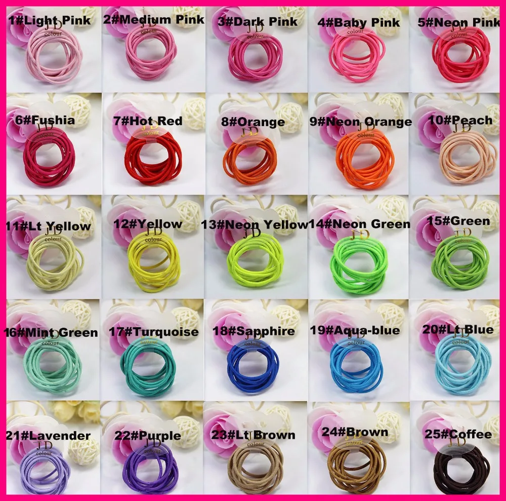 

100PCS 2.5mm thickness 11.0cm length Assorted Colors Kids Elastic Ponytail Holders hair ties glue connection,elastic hair bands