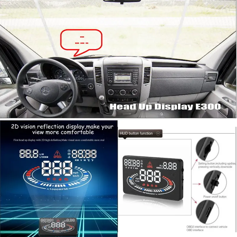 Auto Hud Head Up Display Voor Mercedes Benz Sprinter/Vaneo/Viano/Vito Digitale Auto A8 Hud Obd weerspiegelen Voorruit Screen Projector