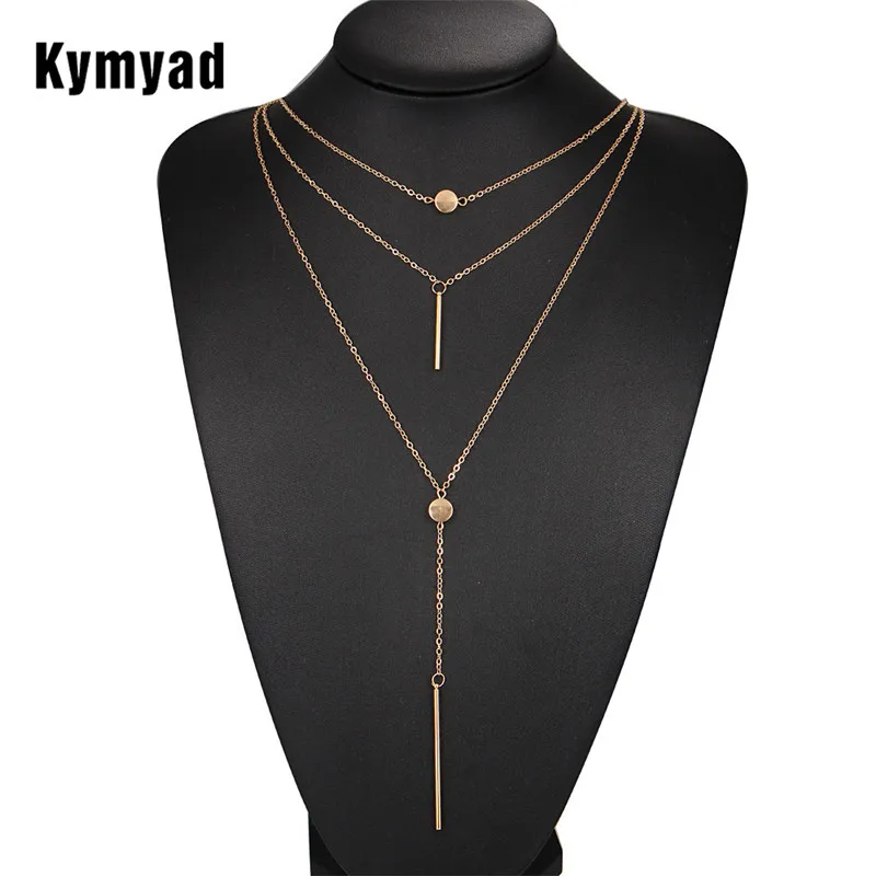 Kymyad Bohemian Multilayer Choker Necklace Women Tassel Chain Necklaces Pendants For Women Chunky Necklaces Jewelry Collares