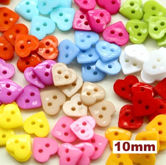 100pcs/lot Size:10mm Candy color heart shape resin button Bulk buttons for sewing Garment accessories (SS-k7047)